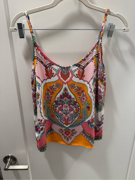 Rachel Zoe Tops - Rachel Zoe Pink, Yellow & Green Paisley-Print Spaghetti Strap Camisole XS